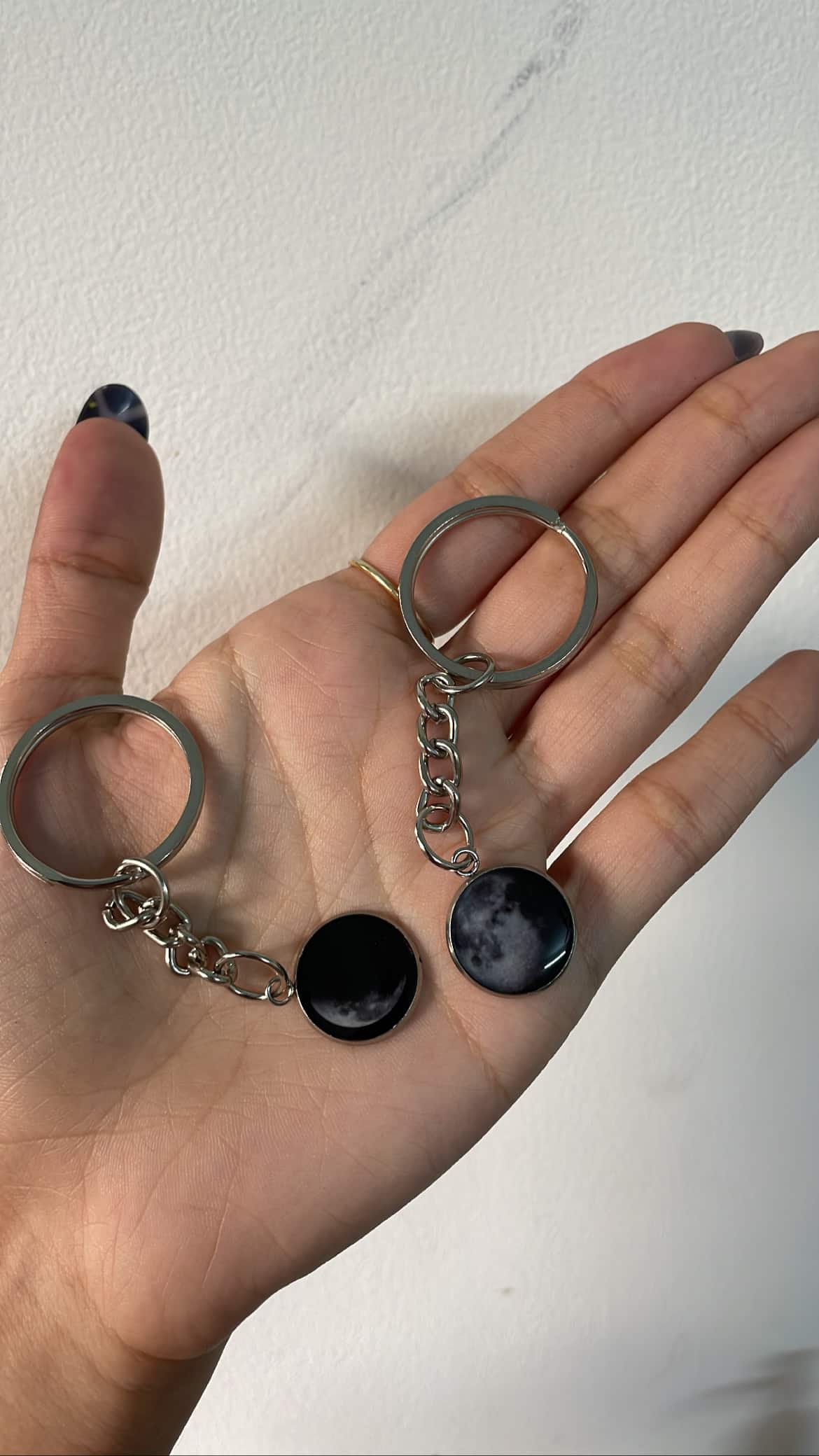 24190FFE-0094-4330-82C3-A774BA1EB42A-1.jpg Moon keychain (customize your date) - Image 1
