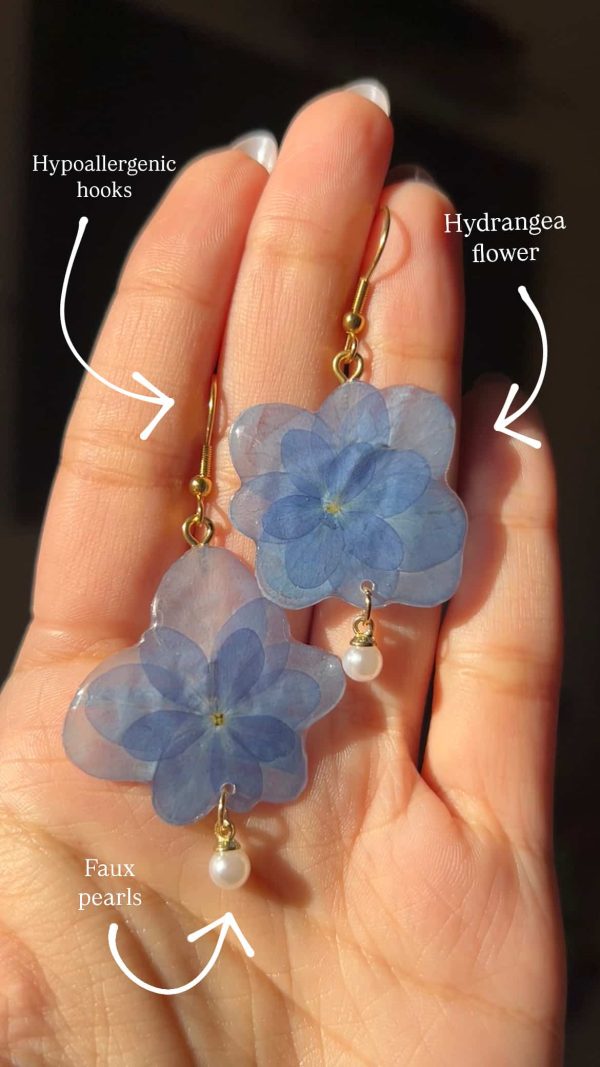 Blue Hydrangea Earrings - Image 4
