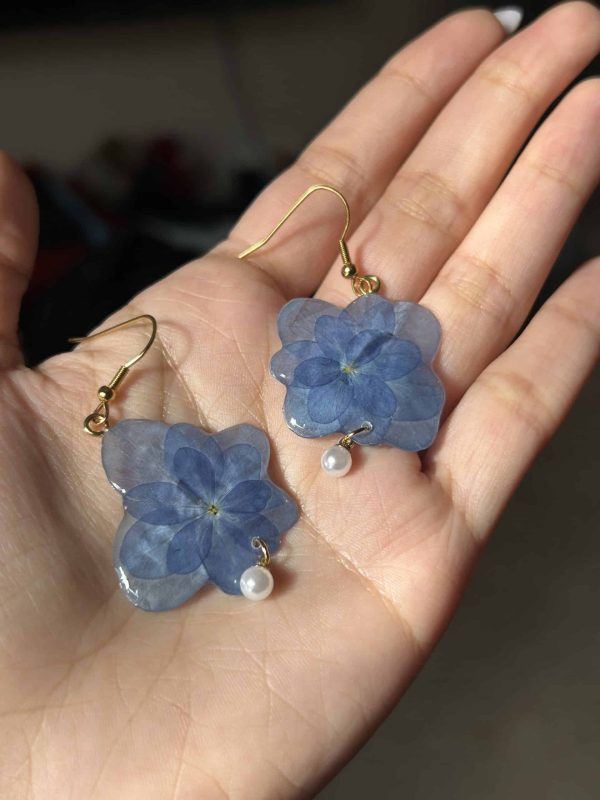 Blue Hydrangea Earrings - Image 2